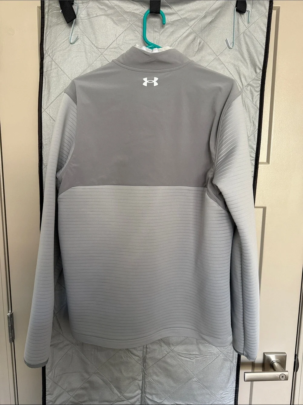 Under Armour Grey and Light Grey Quarter-Zip Performance Pullover with Red Zip